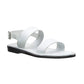 Golan white, handmade leather sandals with back strap  - Front View