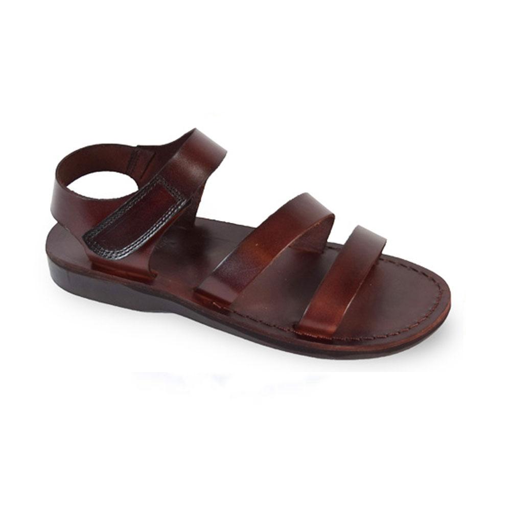 Jared brown, handmade leather sandals with back strap and toe loop- front View