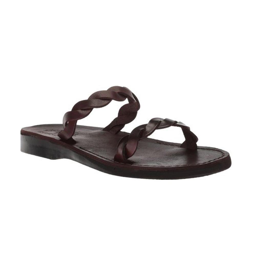 Joanna | Brown Leather Braided Strap Sandal – Jerusalem Sandals