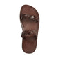 Joanna brown, handmade leather slide sandals - Side View