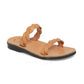 Joanna tan, handmade leather slide sandals - Front View