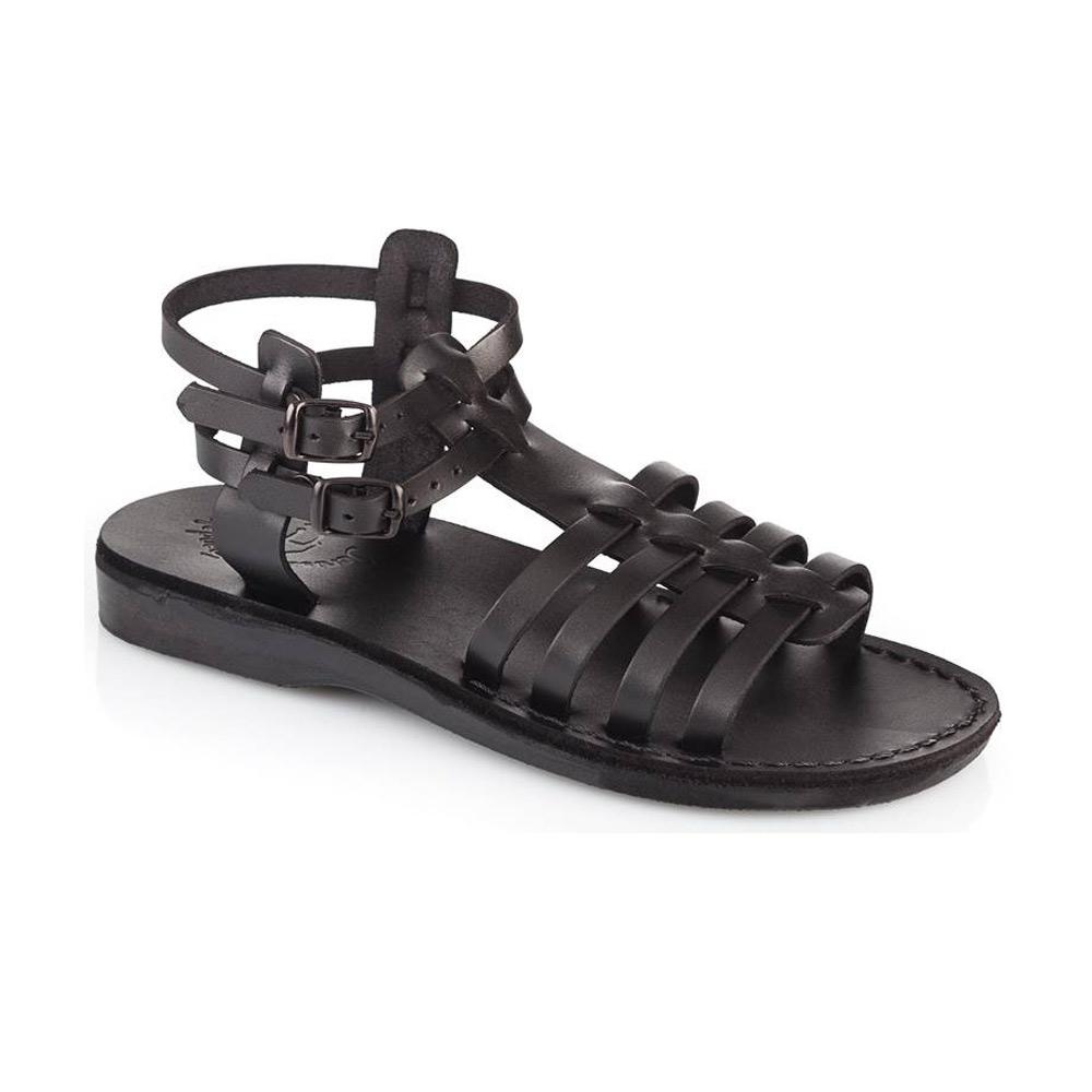 Leah | Black Leather Gladiator Sandal – Jerusalem Sandals