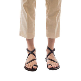 Gemma  Brown Leather Adjustable Strap Sandal – Jerusalem Sandals