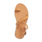 Mara tan, handmade leather sandals with back strap and toe loop- Side View
