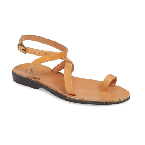 Mara | Tan Leather Thin Ankle Strap Sandal – Jerusalem Sandals