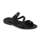 Noah | Black Leather Slide On Sandal – Jerusalem Sandals