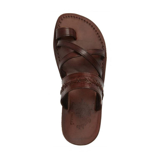 Rachel Brown , handmade leather slide sandals with toe loop - Top View