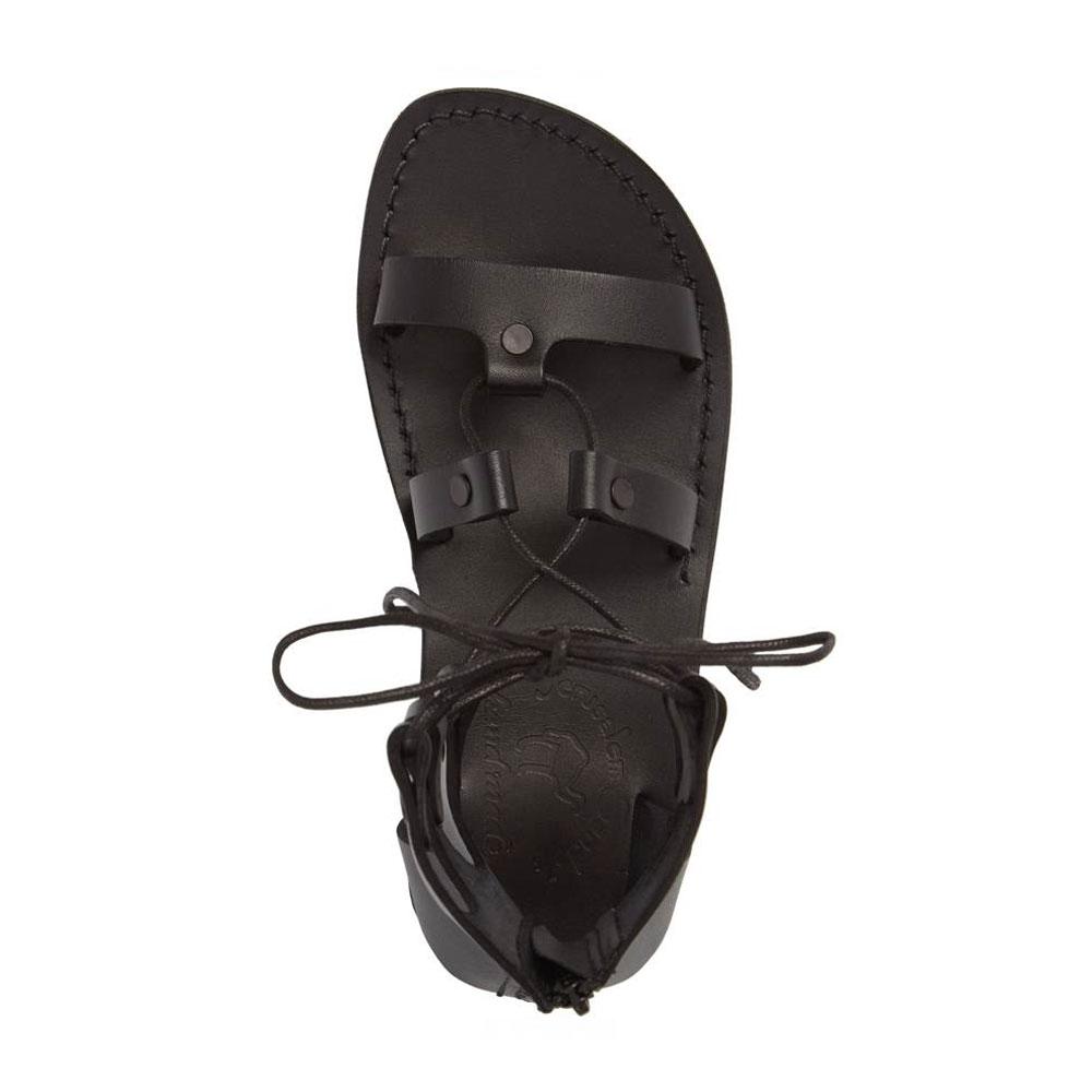 Rebecca black, handmade leather sandals with back strap  - Front View