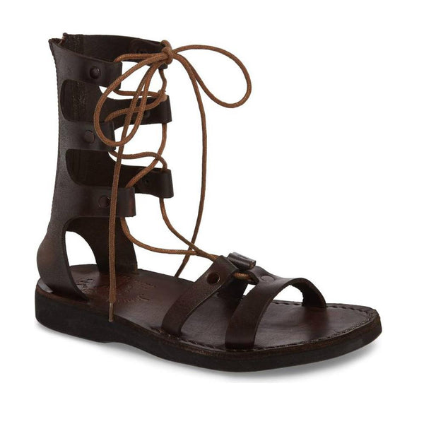 Rebecca  Tan Leather Gladiator Lace Up Sandal – Jerusalem Sandals