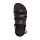 Silas black, handmade leather sandals with back strap - side Vie