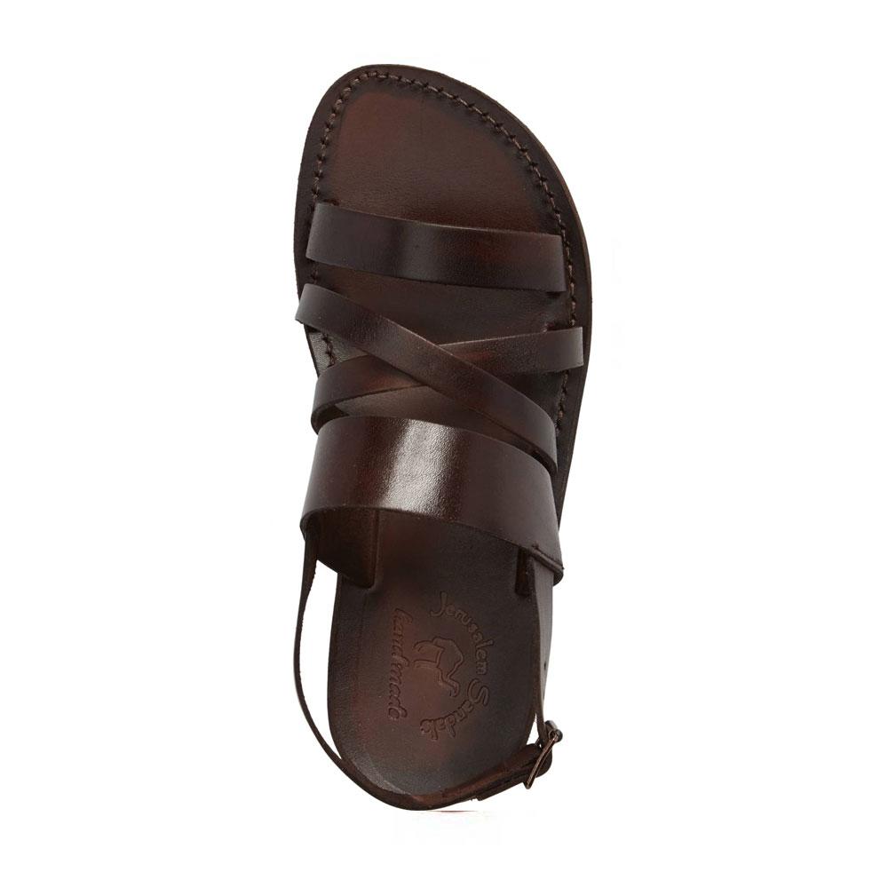Silas brown, handmade leather sandals with back strap - side Vie
