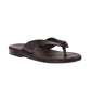 Solomon brown, handmade leather slide sandals - Front View