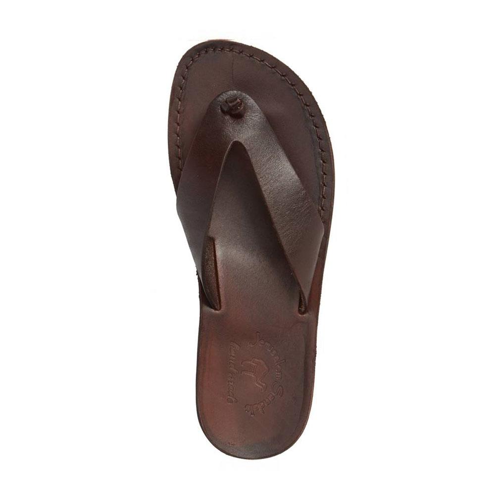 Solomon brown, handmade leather slide sandals - side View