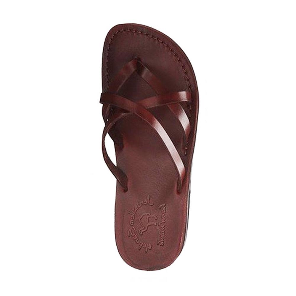 Tamarbrown, handmade leather slide sandals - Side View