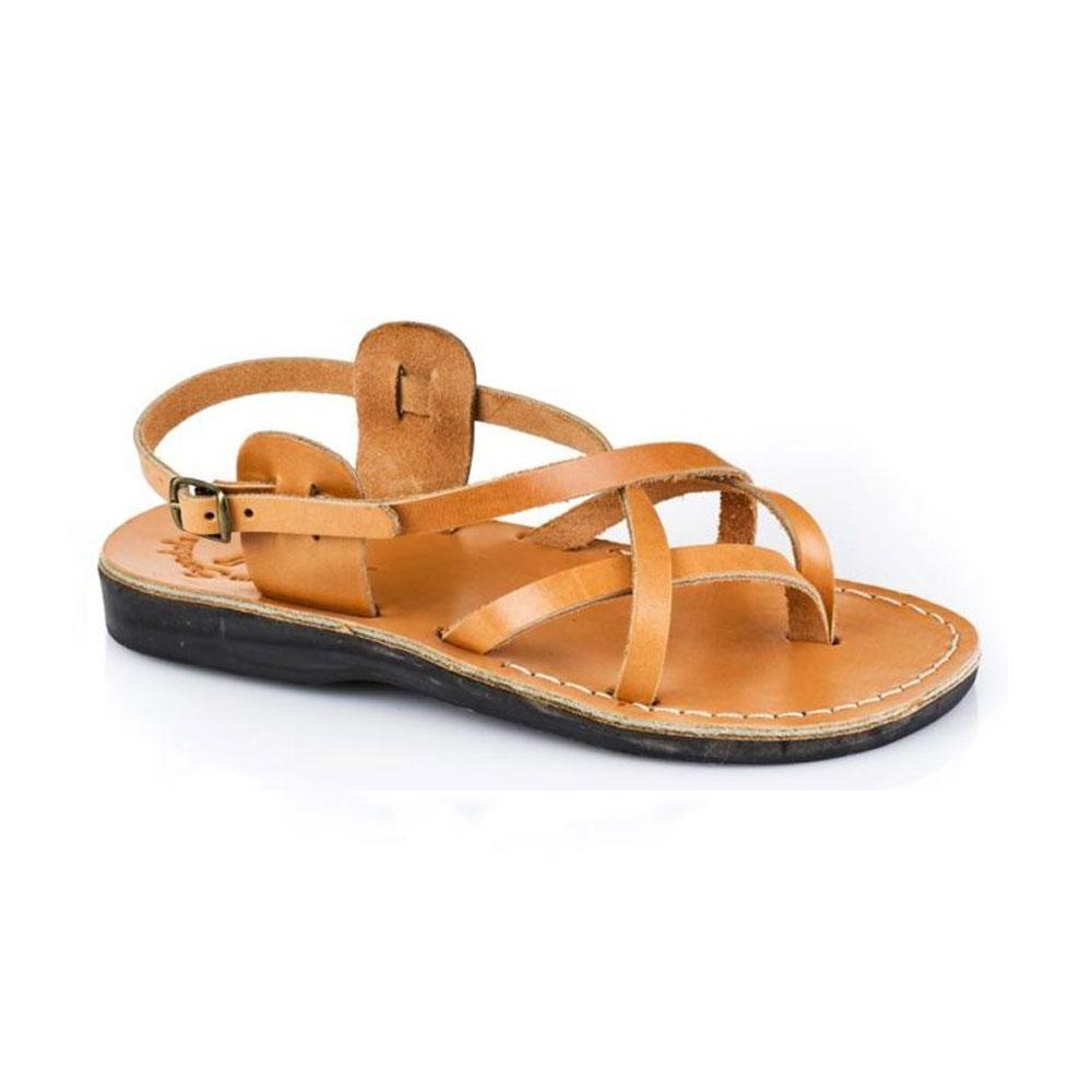 Tamar Buckle | Tan Leather Flip Flop Sandal – Jerusalem Sandals