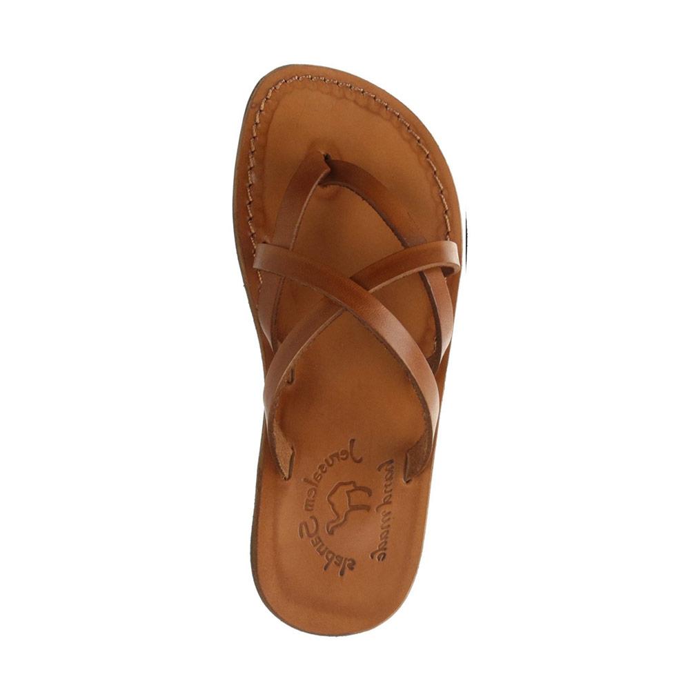 Tamar Honey, handmade leather slide sandals - Side View