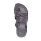 The Good Shepherd gray, handmade leather slide sandals with toe loop - Side View
