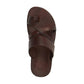 The Good Shepherd brown, handmade leather slide sandals with toe loop - Side View