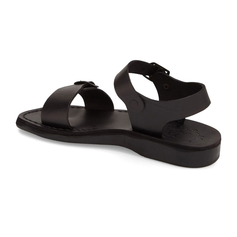 The Original black, handmade leather sandals with back strap - back View