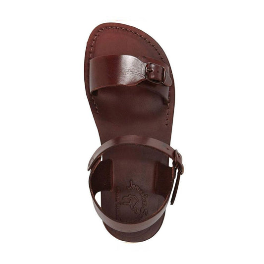 The Original brown, handmade leather sandals with back strap  - side View