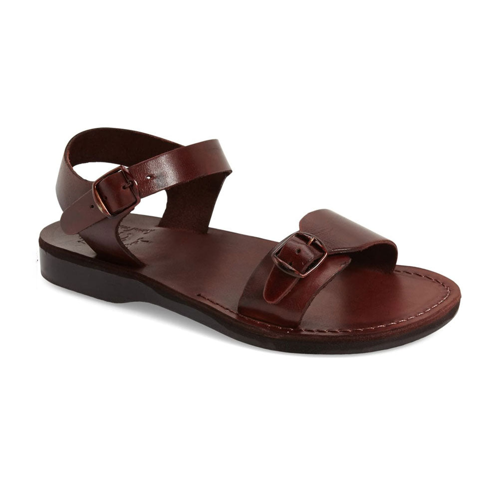 The Original brown, handmade leather sandals with back strap - Front View