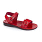 The Original red, handmade leather sandals with back strap  - Front View
