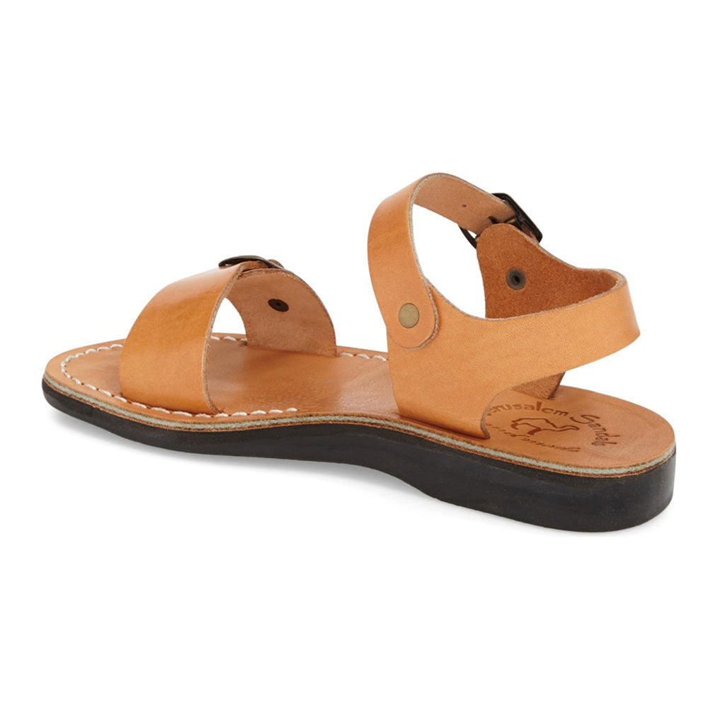 The Original tan, handmade leather sandals with back strap - back View