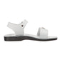 The Original white, handmade leather sandals with back strap - left View