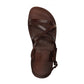 Tzippora brown, handmade leather sandals with back strap  - Side View