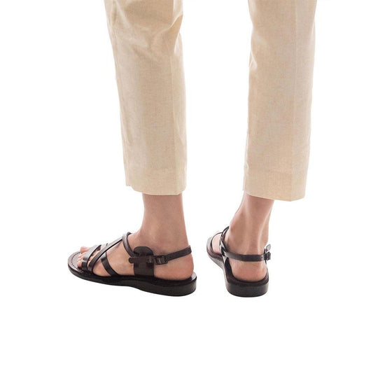 Tzippora - Strappy Slingback Leather Sandal - Brown – Jerusalem Sandals