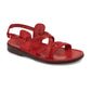 Tzippora red, handmade leather sandals with back strap  - Front View
