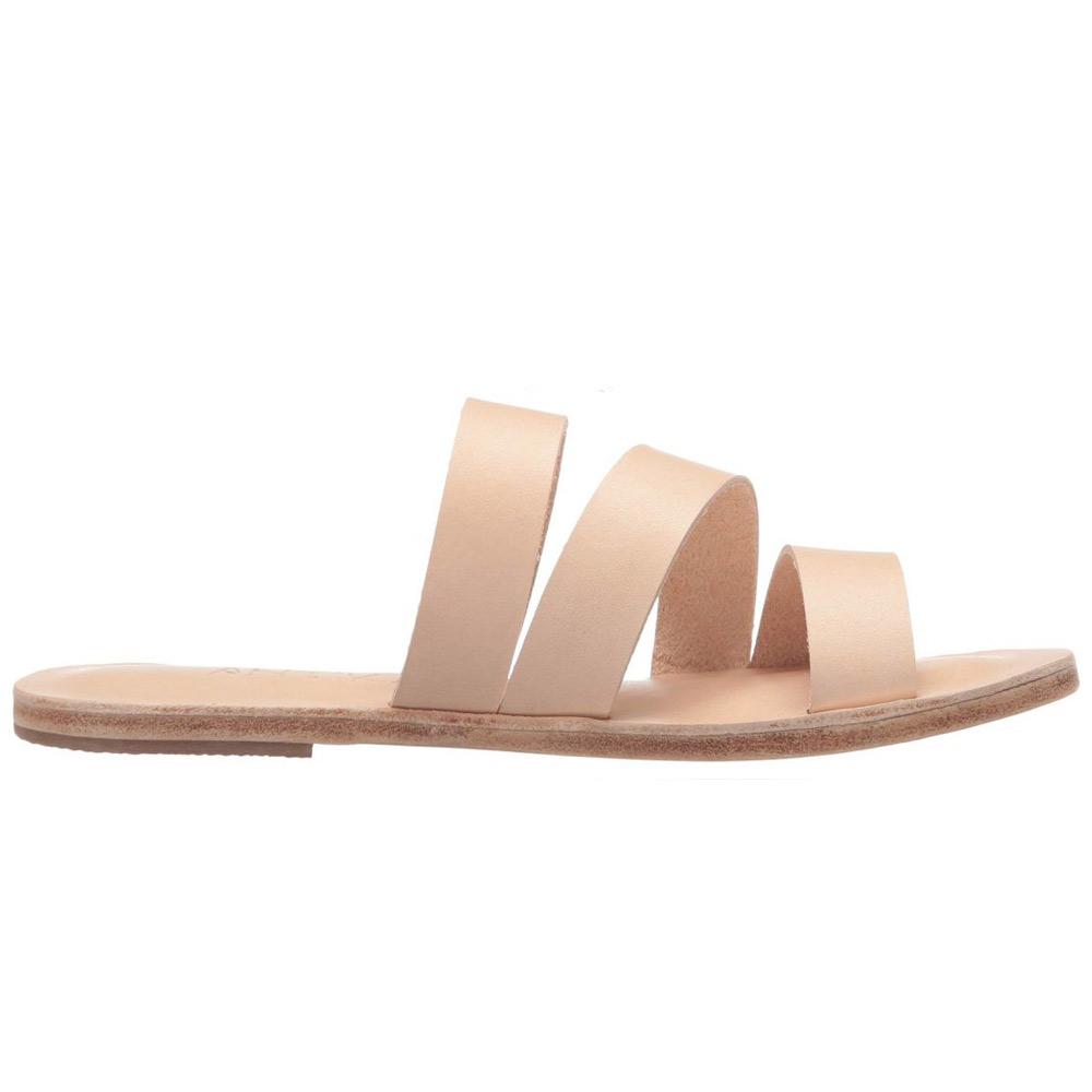 Venice Blvd natural, handmade leather slide sandals - Front View