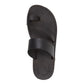 Zohar black, handmade leather slide sandals with toe loop - Side View