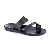 Zohar | Black Leather Toe Ring Sandal – Jerusalem Sandals