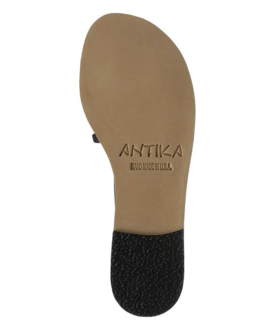Rose Ave black swarovski, handmade leather sandals slide  - sole View