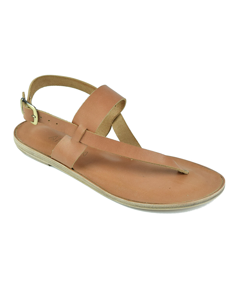 Pacific Hwy tan, handmade leather sandal with back strap buckle  - Side View